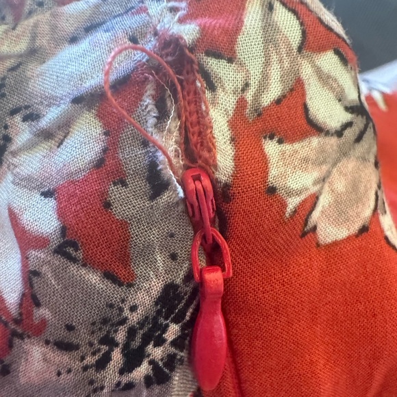 Lulus Bloom On Rust Floral Print Long Maxi Dress w/Side Slit, Red, Size XS - Picture 14 of 16